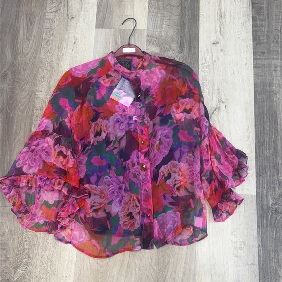 ❄️☀️Johnny Was Vibrant Floral Blouse - Pink and Purple - Picture 2 of 4